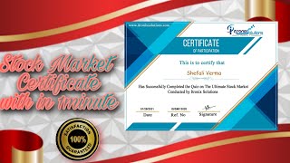 How to get the Ultimate Stock Market certificate for FREE within one minute🧾♥️