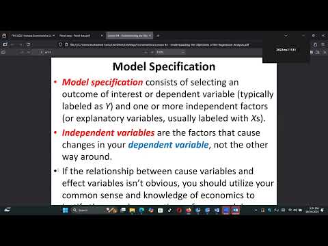 Thumbnail for OBJECTIVES OF REGRESSION ANALYSIS |PART2|FINANCIAL ECONOMETRICS|UOC FMF KUPPI by Econometrics