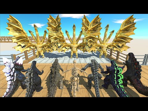 All Godzilla Death Run vs X3 Ghidorah - Animal Revolt Battle Simulator
