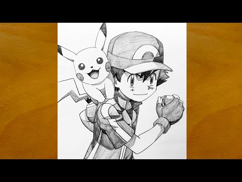 How to Draw Ash and Pikachu Step by Step || Easy Pokemon Sketch || Anime Drawing