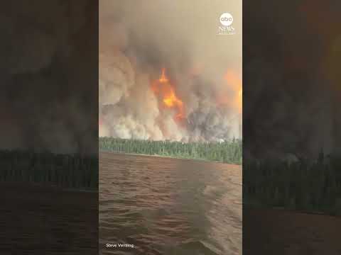 Lake Tamarack engulfed in flames from Canadian wildfire