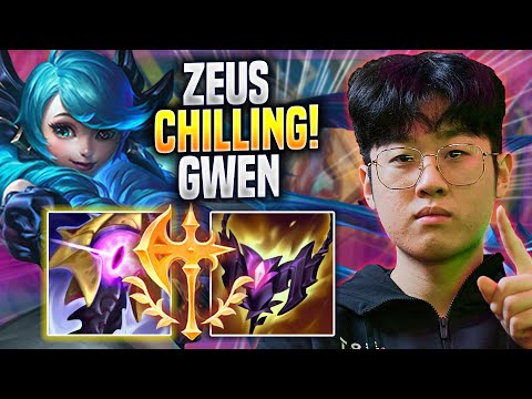 ZEUS CHILLING WITH GWEN! - T1 Zeus Plays Gwen TOP vs Fiora! | Preseason 2023