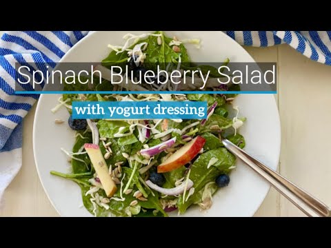 Spinach Blueberry Salad with Yogurt Dressing | Healthy, Refreshing and Nutritious