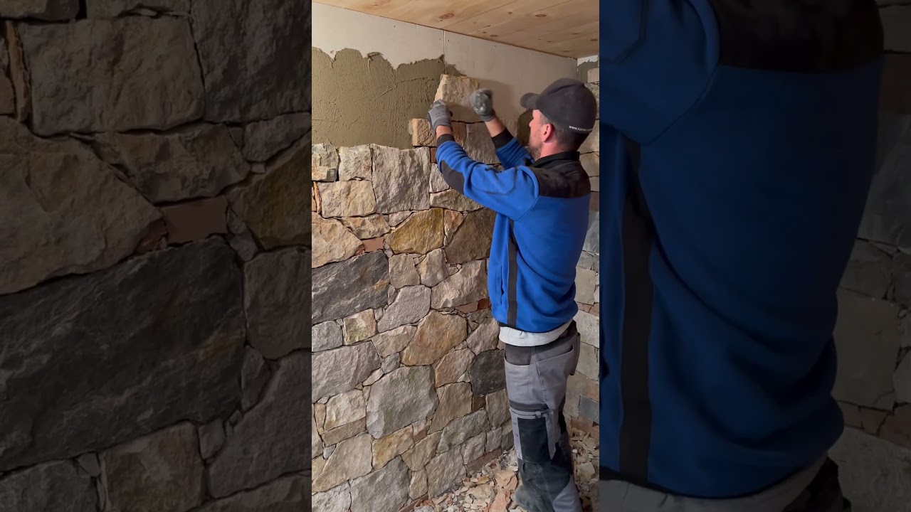 Natural stone inside sauna⚒💪🏻#construction #stonemasonry #buildingmaterial #naturalston #stone