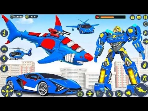 Flying Shark Robot Game - Android Gameplay