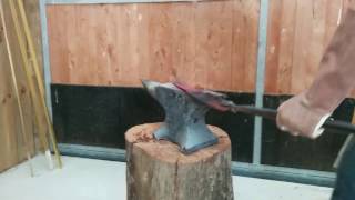 Use of furnace and anvil on an old Lawnmower blade
