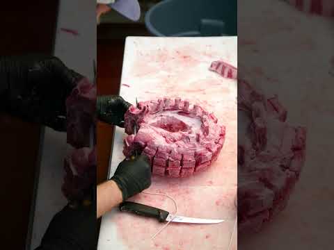 Cutting a Pork Crown Roast #butcher #meat #pork