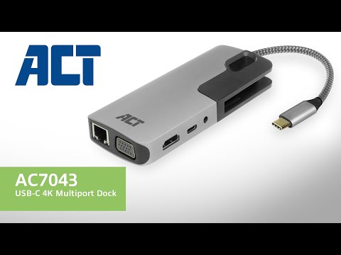 ACT USB-C docking station for 1 HDMI monitor, ethernet, USB-A, card reader, audio, PD pass-through