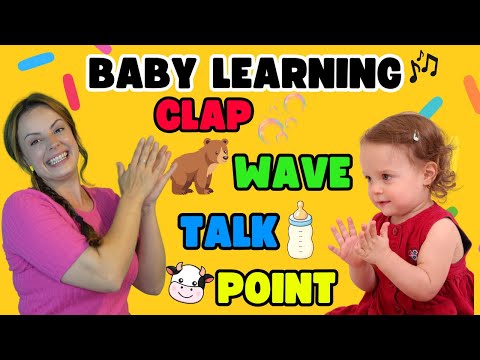 First Words & Gestures - Baby Learn To Clap, Wave, Point & Nod - Baby Learning Video For Toddlers