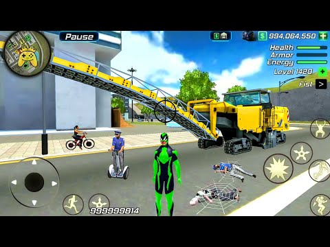 Rope Frog Ninja Hero Strange Gangster - Construction Harvester at Vegas City - Android Gameplay