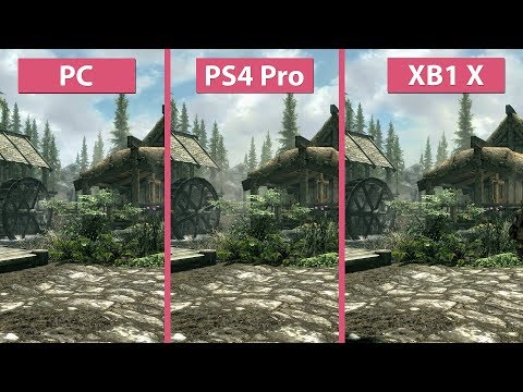 [4K] TESV Skyrim – PC vs. PS4 Pro vs. Xbox One X Frame Rate Test & Graphics Comparison