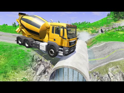 Cars vs Giant Pit Deep Water - Truck Cars Rescue - BeamNG.Drive