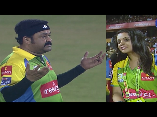 Mohanlal in Action on the Field 🏏 | Kerala Strikers Dugout Watches | Cricket Highlights