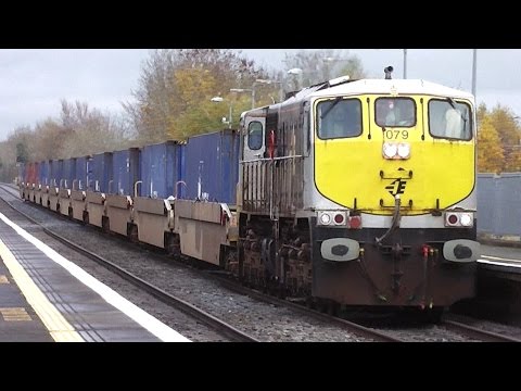 Irish Rail 071 Class locomotive 079 + DFDS Liner - Monasterevin, Kildare