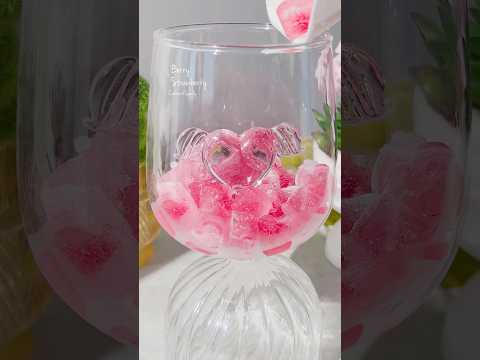 Fresh Strawberry Milk with Ice Hearts Sailor Moon Cupid Heart Glass Mug #strawberryice