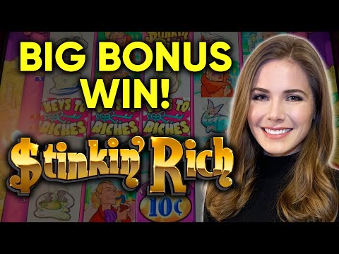 BIG BONUS WIN!! ONLY 10 LINES!!! Stinkin Rich Slot Machine!! - YouTube