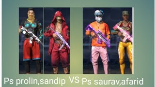Ps prolin ,sandip VS Ps saurav ,afarid Custom gameplay 2V2 100 diamond too up