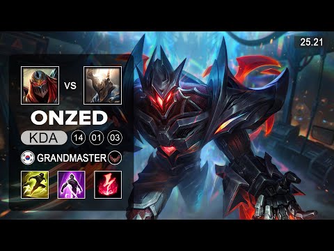 Zed vs Pantheon Mid - KR Grandmaster - Patch 25.21 Seasin 15