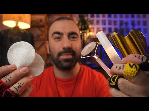 ASMR Brown noise for Anxiety relief [Facial massage & Hand movements]