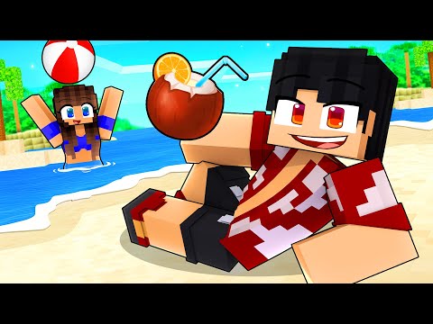P3DRU um DIA na PRAIA com a MIIKA no Minecraft