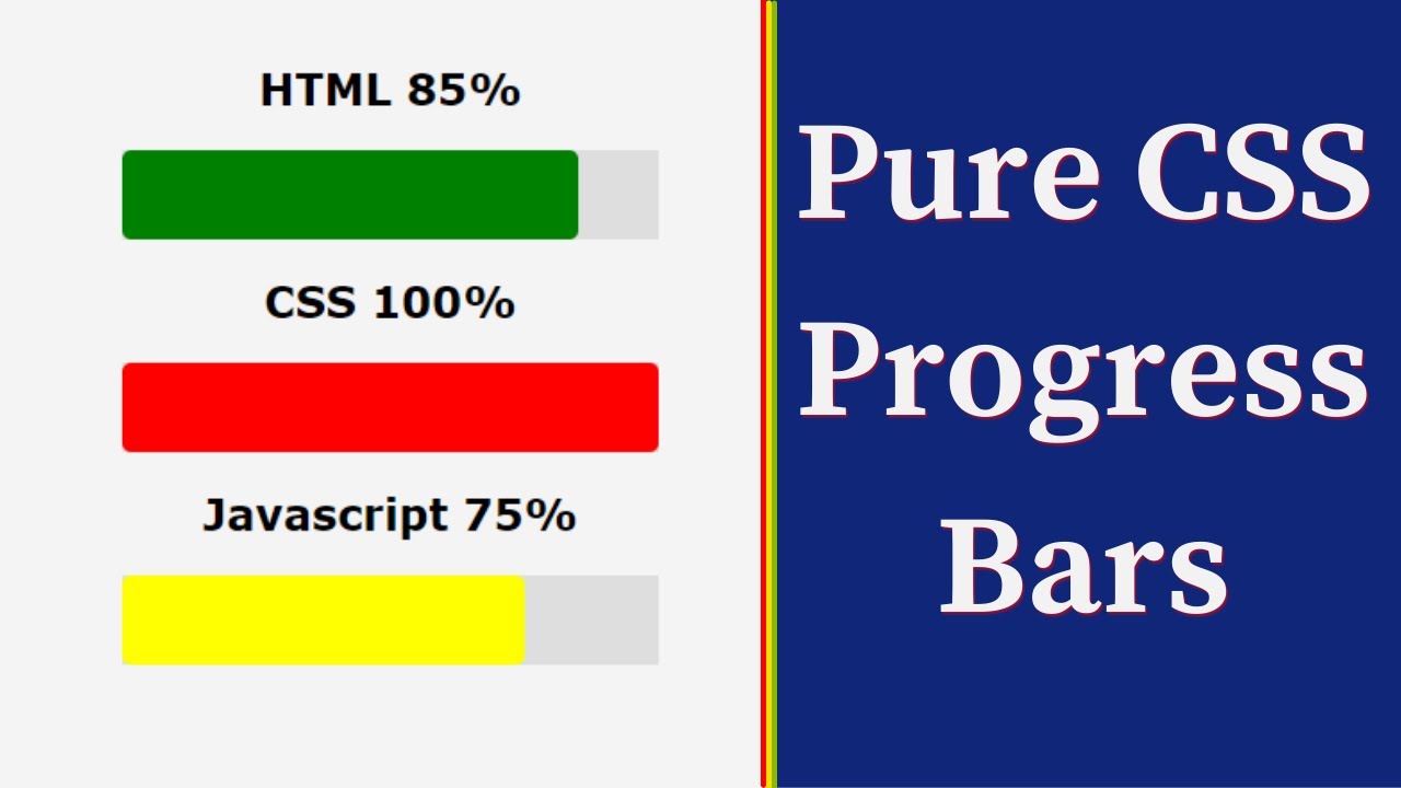 HOW TO CREATE DYNAMIC PROGRESS BARS WITH PURE CSS || CSS TUTORIAL FOR BEGINNERS