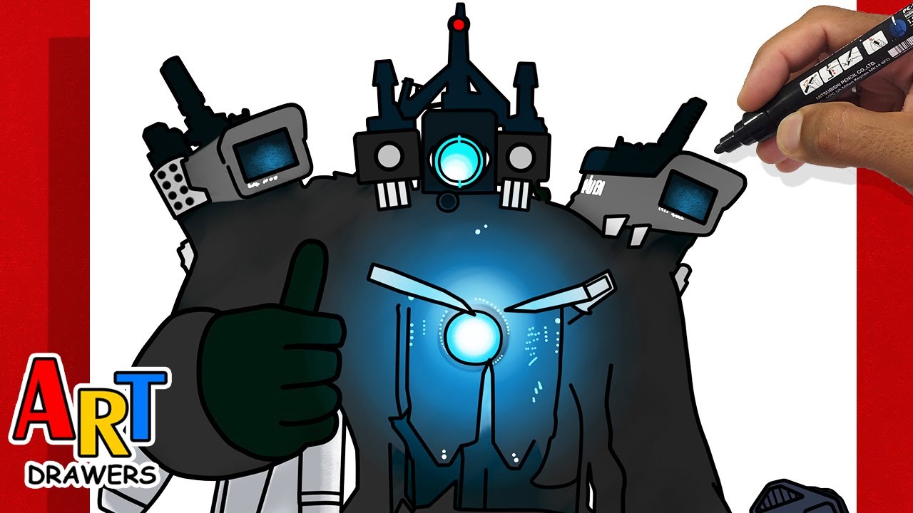 How To Draw TITAN CAMERAMAN 2.0 Skibidi Toilet 50 UPGRADED 📷🔵🎥