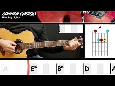 Blinding Lights - The Weeknd | EASY GUITAR LESSON | Scrolling Chords & Lyrics