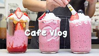 🍒맛있는 베리 스무디🍓지치고 힘들 땐 음료 ASMR로 힐링해요/카페브이로그/Cafe Vlog/ASMR/Tasty Coffee