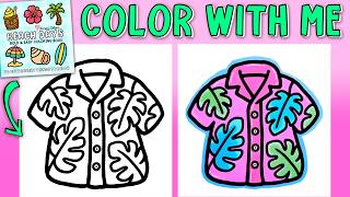 Color With Me 🏝️ Beach Days Bold & Easy Coloring Book 🌺 Hawaiian Shirt  Caliart Alcohol Markers ASMR