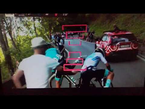 Navijač zbil Lopeza/ Giro Lopez crash / Lopez crashes with Fan