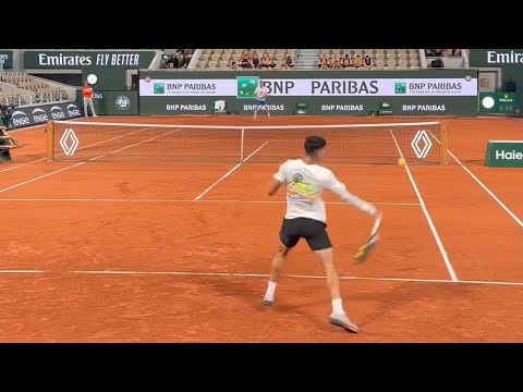 Carlos Alcaraz vs Luca Van Assche INTENSE Practice Match - Roland-Garros 2024
