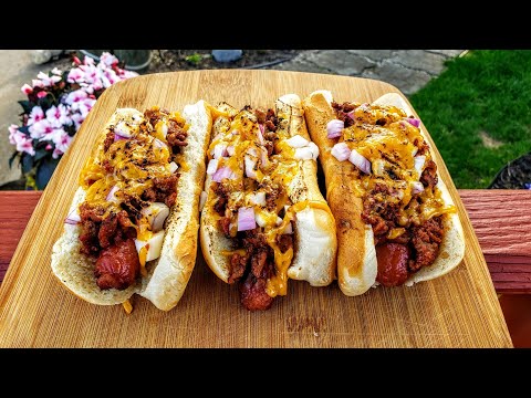 The Best HOMEMADE CHILI DOGS I've Ever Made | Masterbuilt Gravity Smoker 1050