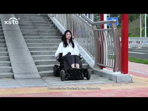 X12 E-Robot: eine Premiere E-Rollstuhl die Treppe hoch und runter fährt. DEUTSCHE BESCHREIBUNG