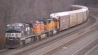 preview picture of video '(4)  NS, BNSF & Auto Racks @ Cresson Nov  10 2012'