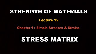 Strength of Materials | Lecture Series | Lecture 12 - Stress Matrix