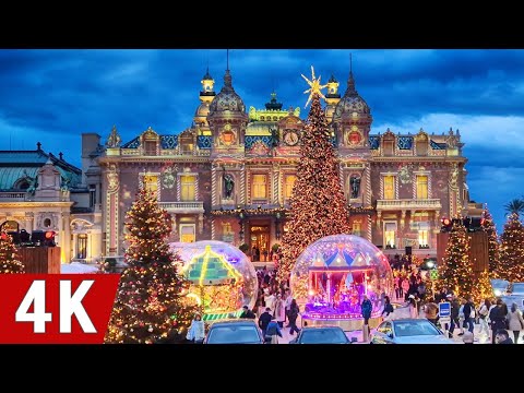 Magical Luxurious Christmas Monaco 2025 / 4K / Walking tour Monte Carlo at night #monaco