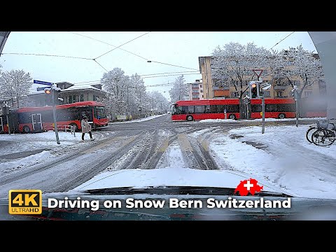 Winter Driving on Snow Bern Switzerland 4K