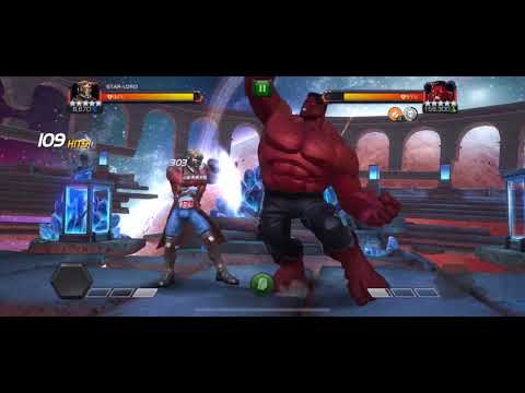 5 star Star-lord vs red hulk one shot kill - Marvel contest of champions