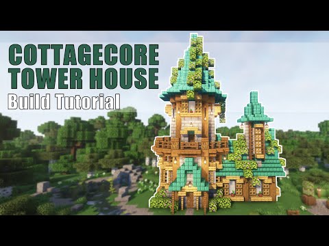 Minecraft Tower House | Cottagecore Fantasy Tower Build Tutorial