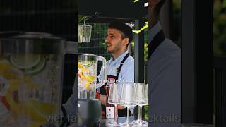 Mobil cocktailstation - med barkyl, arbetsyta, glasskiva & LED-belysning - gångjärn