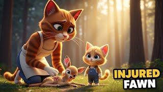 When Mama Cat Found the Injured Fawn… 💔➡️❤️ | Emotional 3D Animal Animation