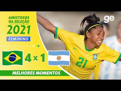 BRASIL 4 X 1 ARGENTINA | MELHORES MOMENTOS | AMISTOSOS FUTEBOL FEMININO 2021 | ge.globo