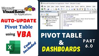 Automatically update Pivot Table when source data changes using VBA | Excel Pivot Table Tricks |