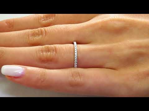 Round Diamond Wedding Band Semi-Eternity Anniversary Ring in White Gold  (MVSXB0007-W)