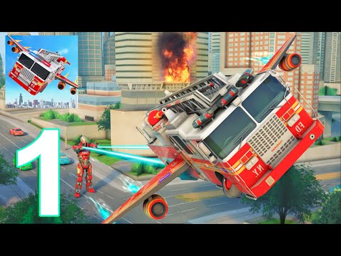 Flying Firefighter Truck Transform Robot Games Gameplay Walkthrough Part 1 (IOS/Android)