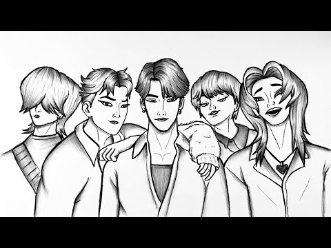 Drawing SAJA Boys Step by Step | K-Pop Demon Hunters Pencil Art