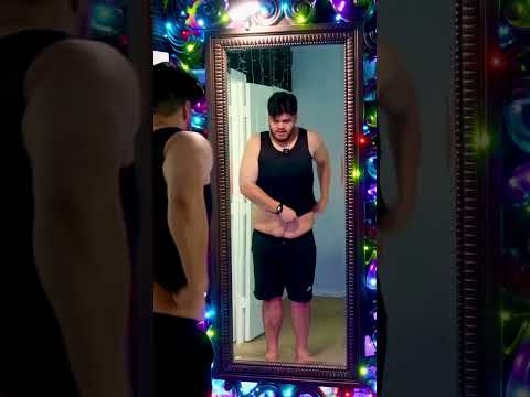 Trying on a compression shirt