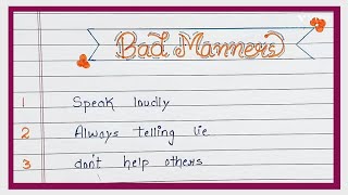 How to teach &quot;Bad Manners&quot; of your kids / 10 Bad Manners in English/ General knowledge for 1