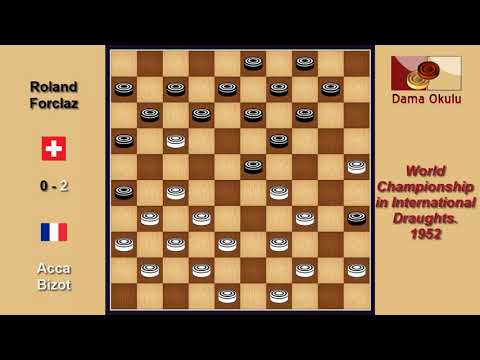 Acca Bizot (NLD) - Roland Forclaz (SUI). Draughts World Championship. 1952.