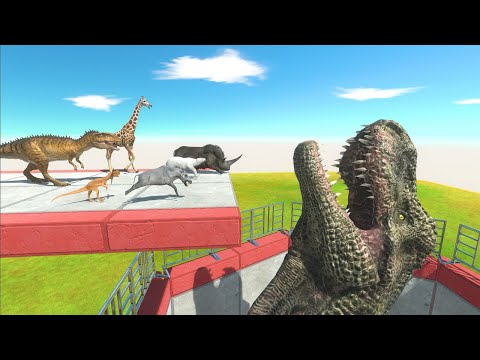 Dinosaurs and Animals Race | Who Can Jump Over T-Rex Head? - Animal Revolt Battle Simulator